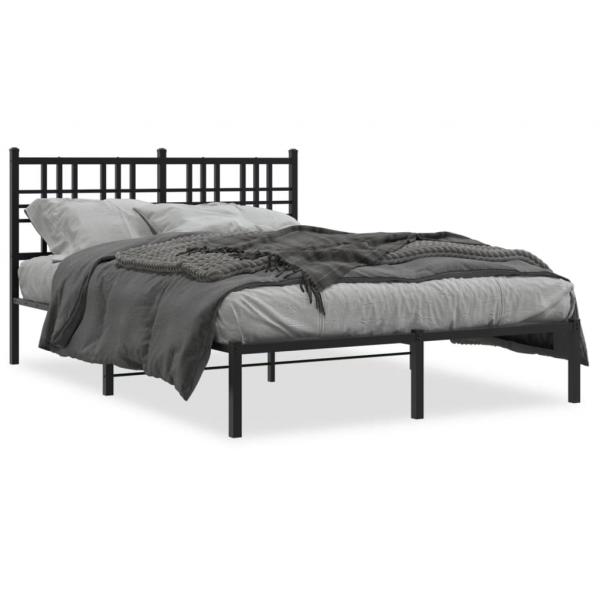 ARDEBO.de - Bettgestell mit Kopfteil Metall Schwarz 135x190 cm