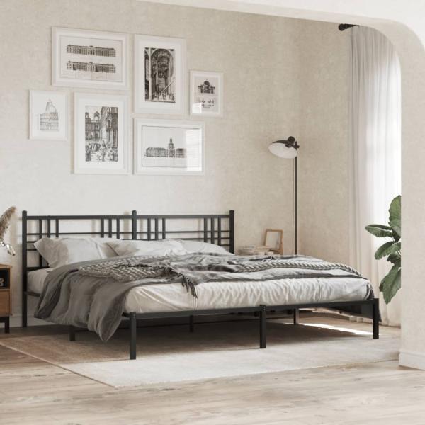 ARDEBO.de - Bettgestell mit Kopfteil Metall Schwarz 180x200 cm