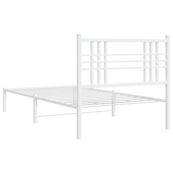 Bettgestell mit Kopfteil Metall Weiß 100x200 cm