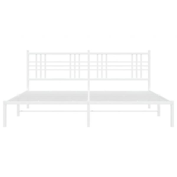 Bettgestell mit Kopfteil Metall Weiß 180x200 cm