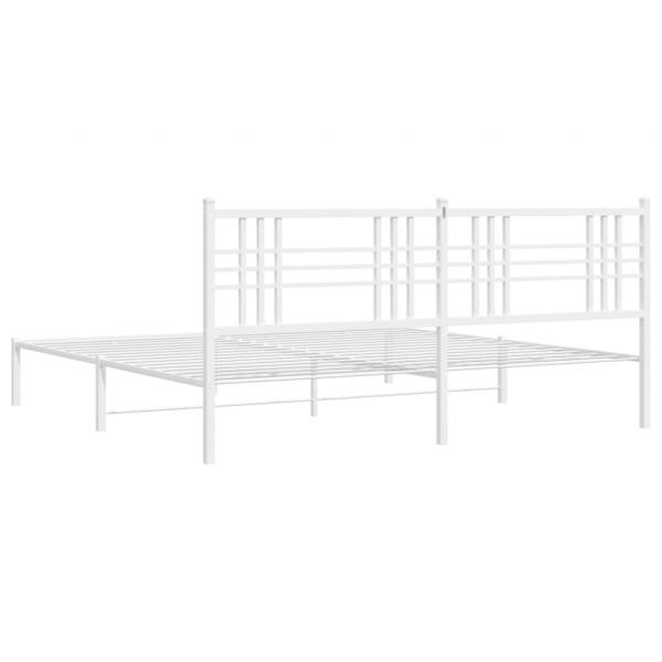 Bettgestell mit Kopfteil Metall Weiß 180x200 cm