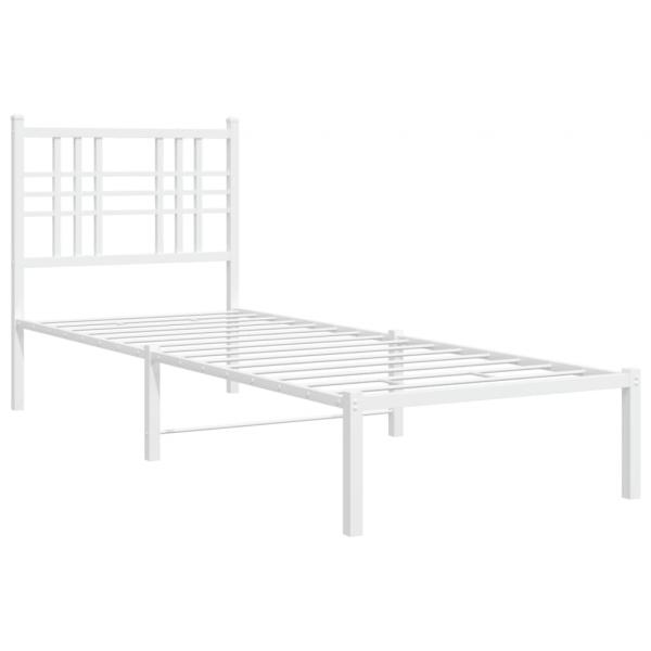Bettgestell mit Kopfteil Metall Weiß 75x190 cm