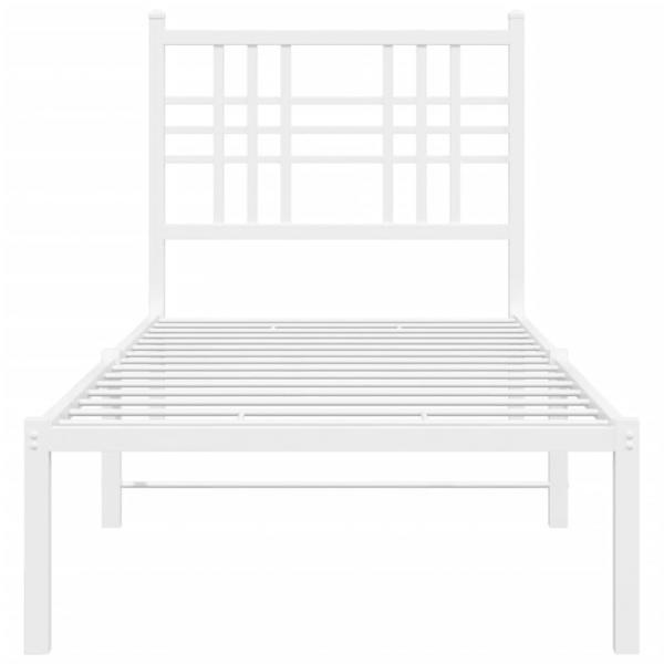 Bettgestell mit Kopfteil Metall Weiß 75x190 cm
