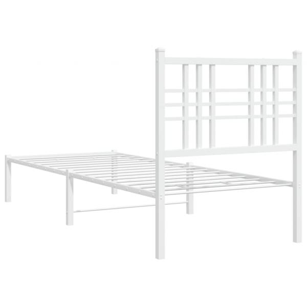 Bettgestell mit Kopfteil Metall Weiß 75x190 cm
