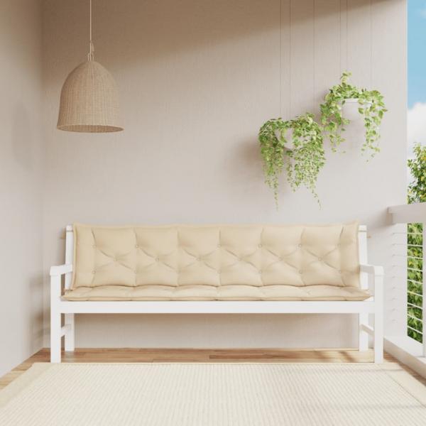 ARDEBO.de - Gartenbank-Auflagen 2 Stk. Beige 200x50x7 cm Oxford-Gewebe