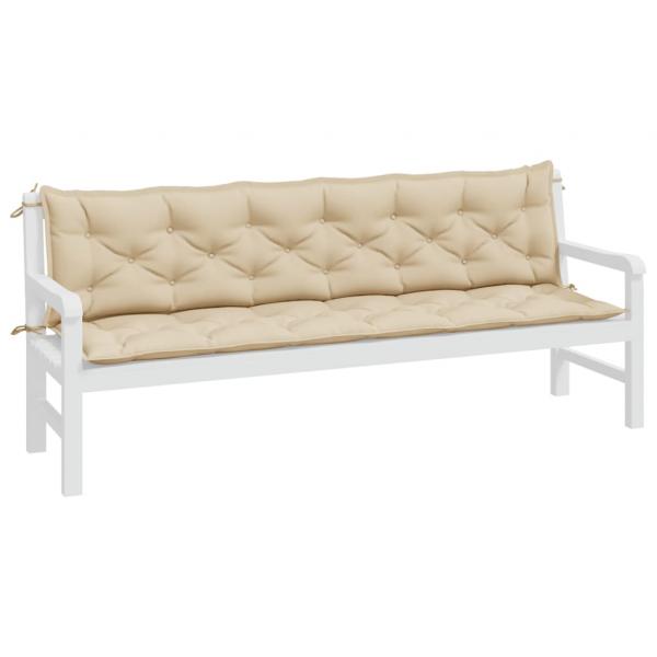 Gartenbank-Auflagen 2 Stk. Beige 200x50x7 cm Oxford-Gewebe