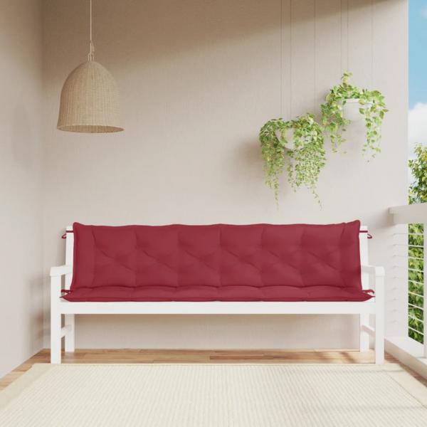 ARDEBO.de - Gartenbank-Auflagen 2 Stk. Weinrot 200x50x7 cm Oxford-Gewebe