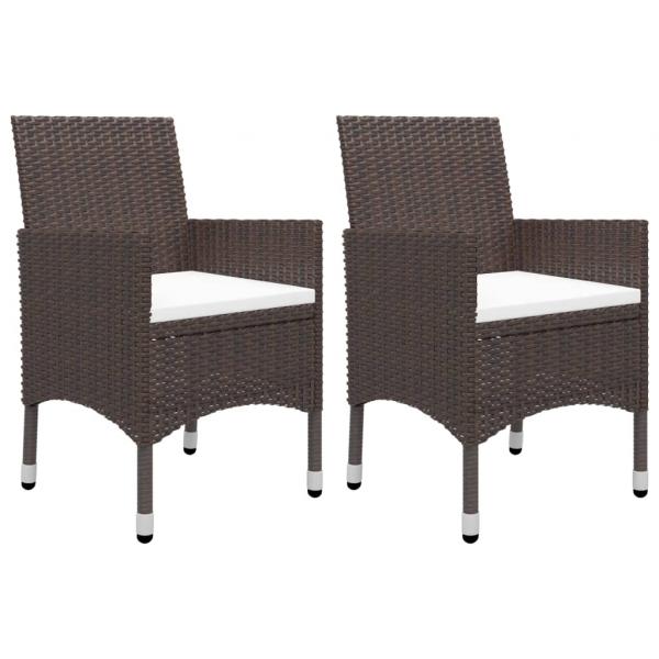 3-tlg. Garten-Essgruppe Poly Rattan und Hartglas Braun