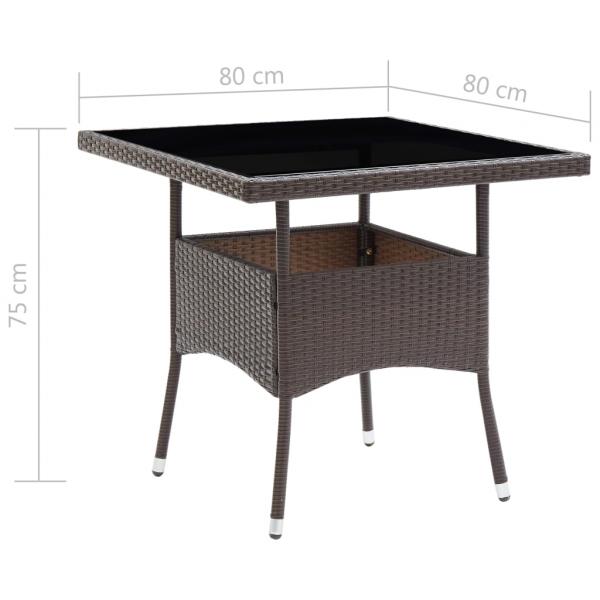 3-tlg. Garten-Essgruppe Poly Rattan und Hartglas Braun