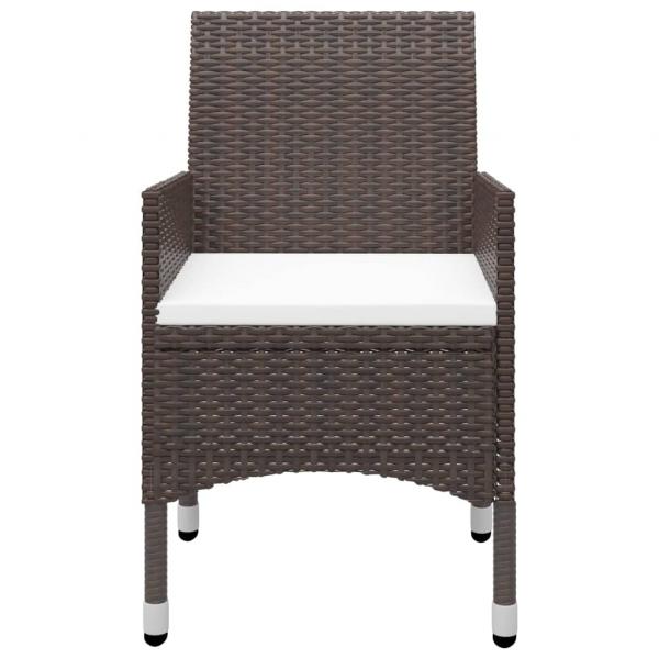 3-tlg. Garten-Essgruppe Poly Rattan und Hartglas Braun