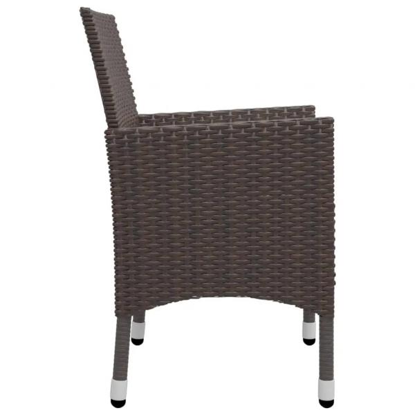 3-tlg. Garten-Essgruppe Poly Rattan und Hartglas Braun