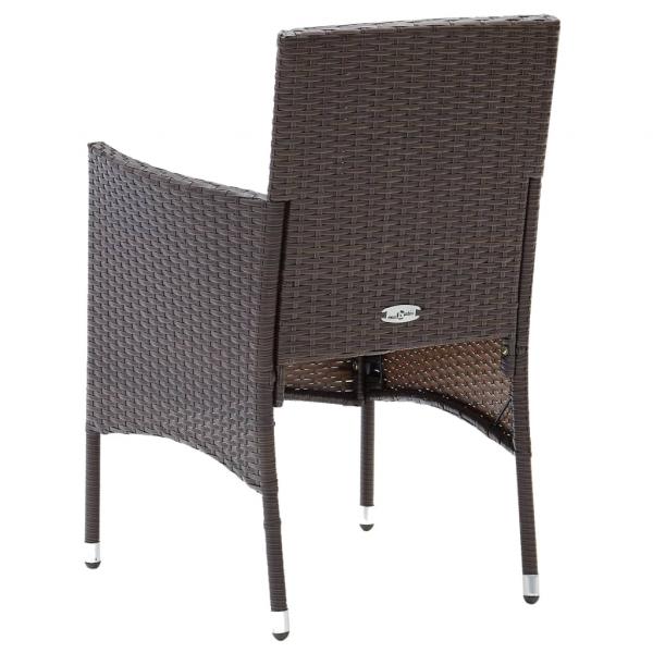 3-tlg. Garten-Essgruppe Poly Rattan und Hartglas Braun