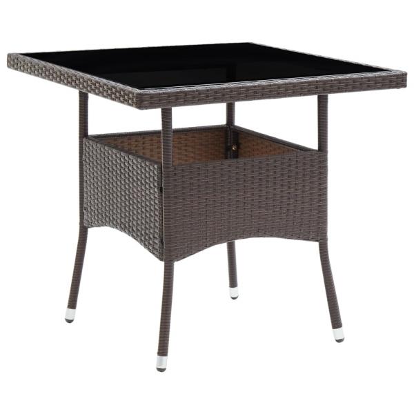 3-tlg. Garten-Essgruppe Poly Rattan und Hartglas Braun