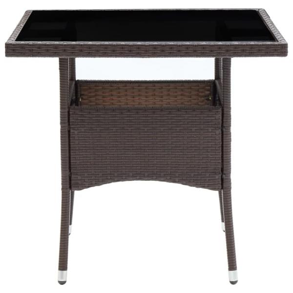 3-tlg. Garten-Essgruppe Poly Rattan und Hartglas Braun