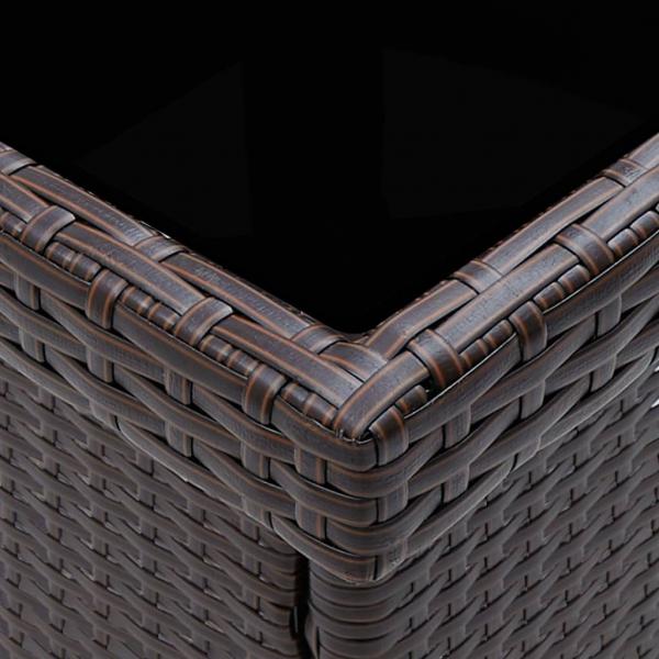 3-tlg. Garten-Essgruppe Poly Rattan und Hartglas Braun
