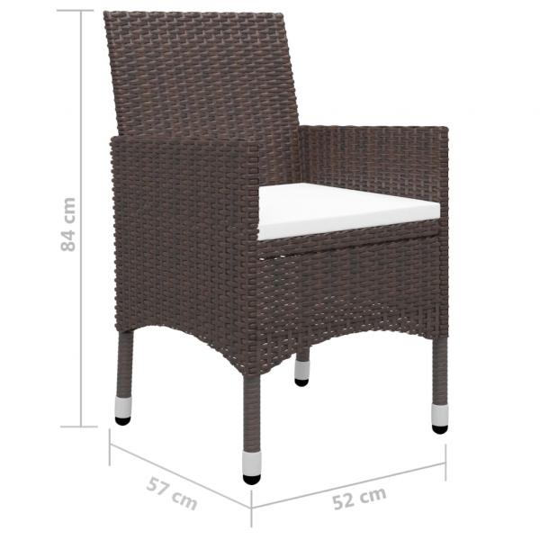 3-tlg. Garten-Essgruppe Poly Rattan und Hartglas Braun