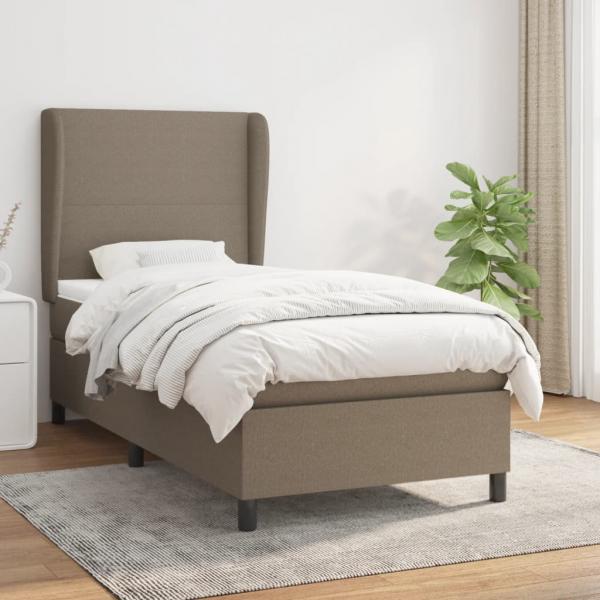 ARDEBO.de - Boxspringbett mit Matratze Taupe 100x200 cm Stoff
