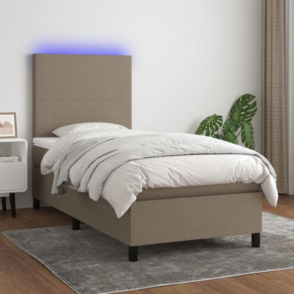 ARDEBO.de - Boxspringbett mit Matratze & LED Taupe 100x200 cm Stoff