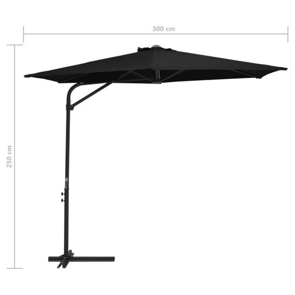Sonnenschirm mit Stahlmast 300 cm Schwarz