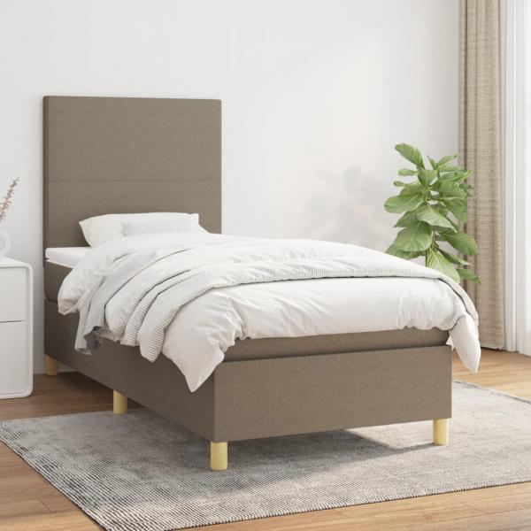 ARDEBO.de - Boxspringbett mit Matratze Taupe 100x200 cm Stoff
