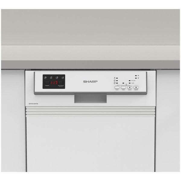 Sharp QW-HS12S47EW-DE Teilintegrierter Geschirrspüler, 45 cm breit, 10 Maßgedecke, Startvorwahl, Express 50", AquaStop, weiß