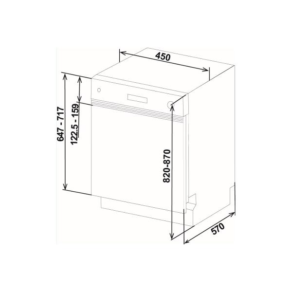 Sharp QW-HS12S47EW-DE Teilintegrierter Geschirrspüler, 45 cm breit, 10 Maßgedecke, Startvorwahl, Express 50", AquaStop, weiß
