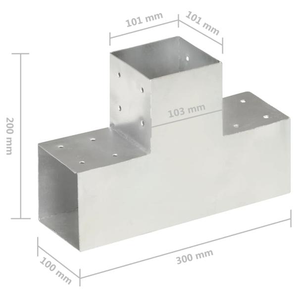 Pfostenverbinder 4 Stk. T-Form Verzinktes Metall 101 x 101 mm