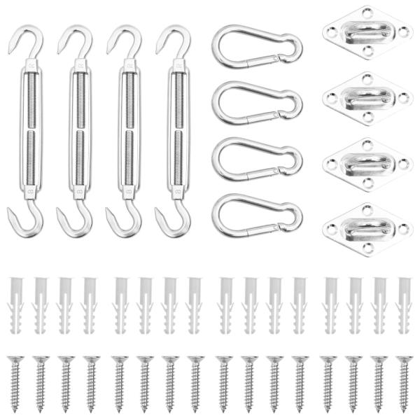 ARDEBO.de - 12-tlg. Sonnensegel Zubehör-Set Edelstahl