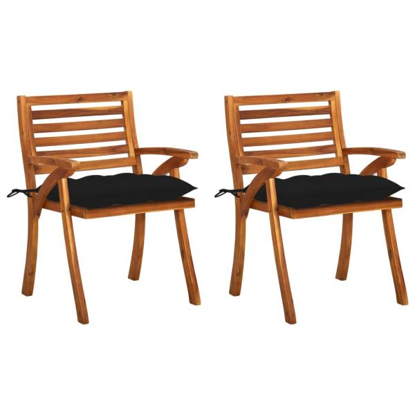 ARDEBO.de - Garten-Essstühle mit Kissen 2 Stk. Massivholz Akazie 