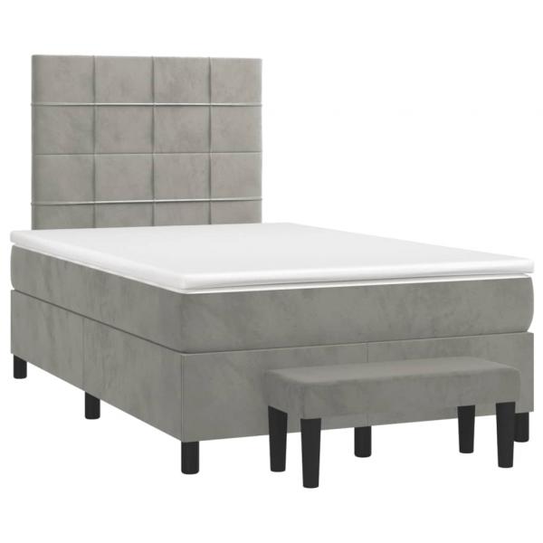 Boxspringbett mit Matratze Hellgrau 120x190 cm Samt