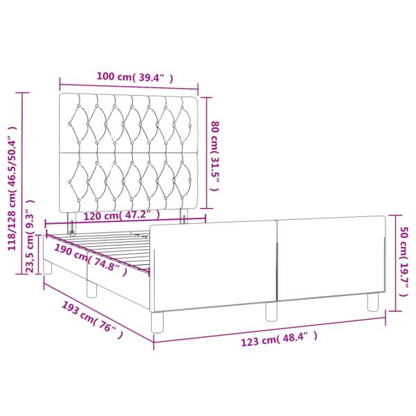 Bettgestell mit Kopfteil Dunkelblau 120x190 cm Samt