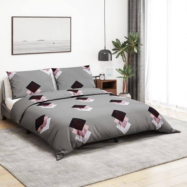 ARDEBO.de - Bettwäsche-Set Grau 240x220 cm Baumwolle
