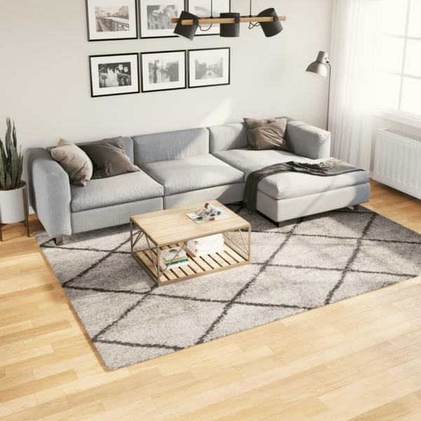 ARDEBO.de - Shaggy-Teppich Hochflor Modern Beige Anthrazit 200x280 cm