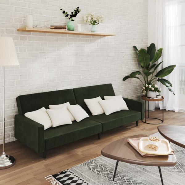 ARDEBO.de - Schlafsofa 2-Sitzer Dunkelgrün Samt