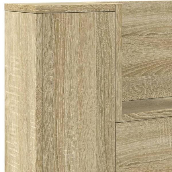 LED-Kopfteil mit Ablagen Sonoma-Eiche 140x16,5x103,5 cm