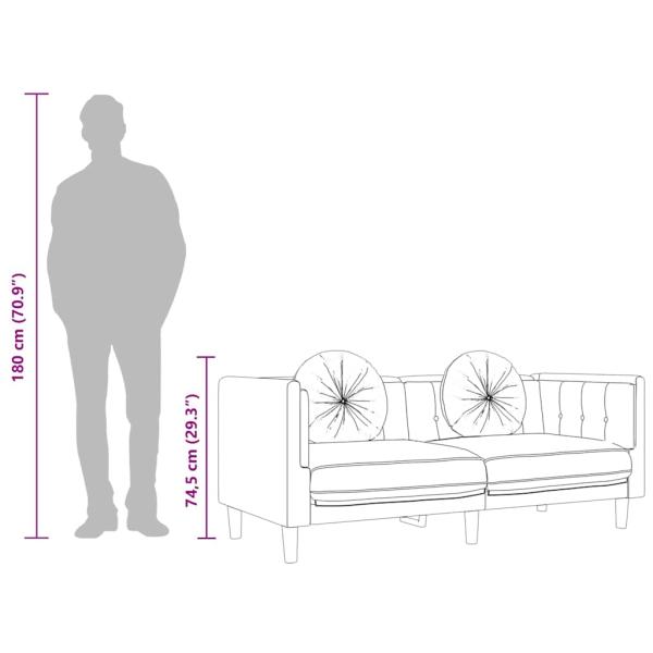 Sofa mit Kissen 2-Sitzer Dunkelgrau Samt