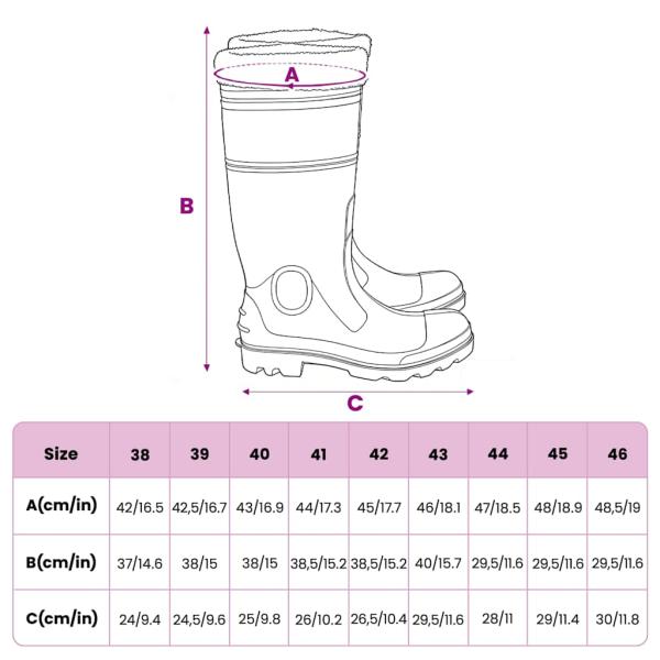 Gummistiefel mit Herausnehmbarem Innenfutter Schwarz Gr. 44 PVC