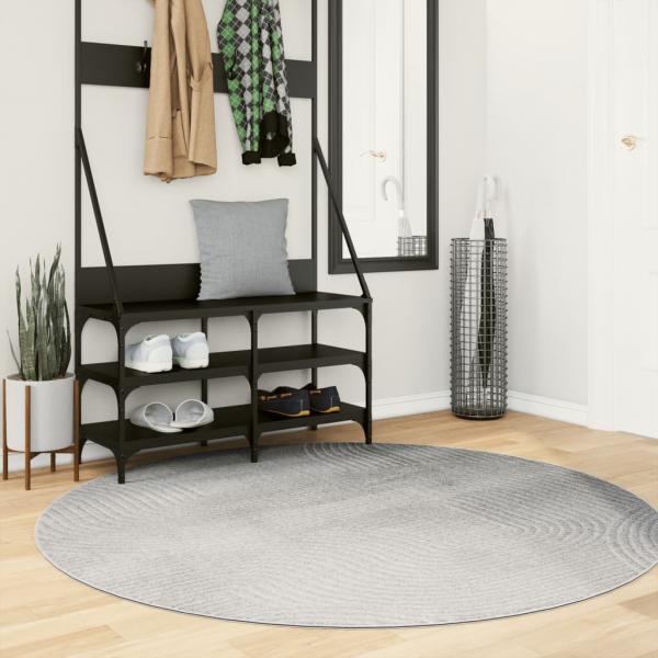 ARDEBO.de - Teppich IZA Kurzflor Skandinavischer Look Grau Ø 160 cm
