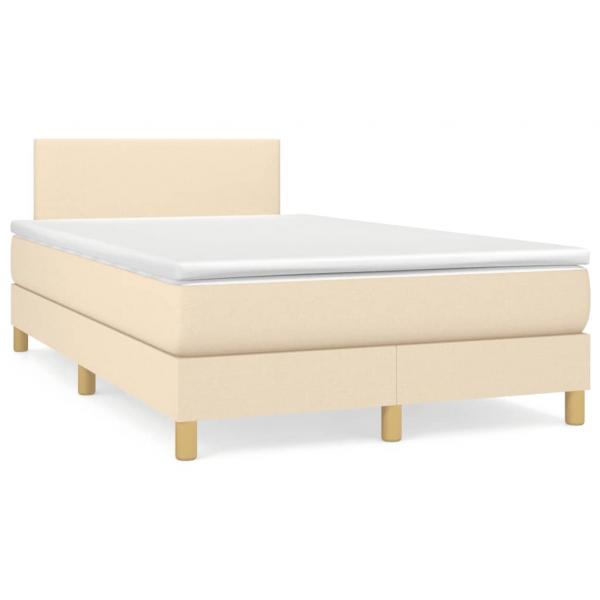 ARDEBO.de - Boxspringbett mit Matratze Creme 120x190 cm Stoff