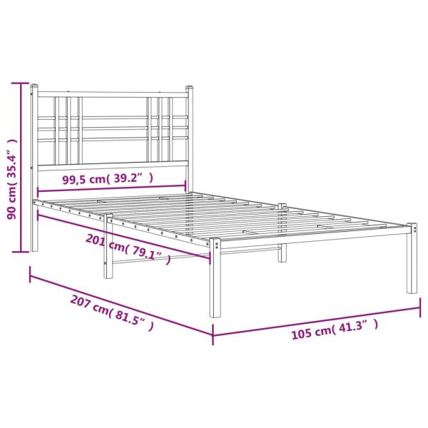 ARDEBO.de - Bettgestell mit Kopfteil Metall Schwarz 100x200 cm