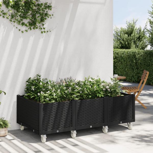 ARDEBO.de - Pflanzkasten mit Rollen Schwarz 150x80x54 cm PP
