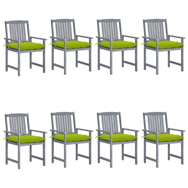 ARDEBO.de - Gartenstühle mit Kissen 8 Stk. Massivholz Akazie Grau