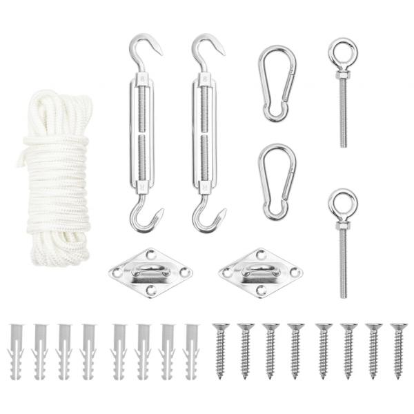 ARDEBO.de - 9-tlg. Sonnensegel Zubehör-Set Edelstahl