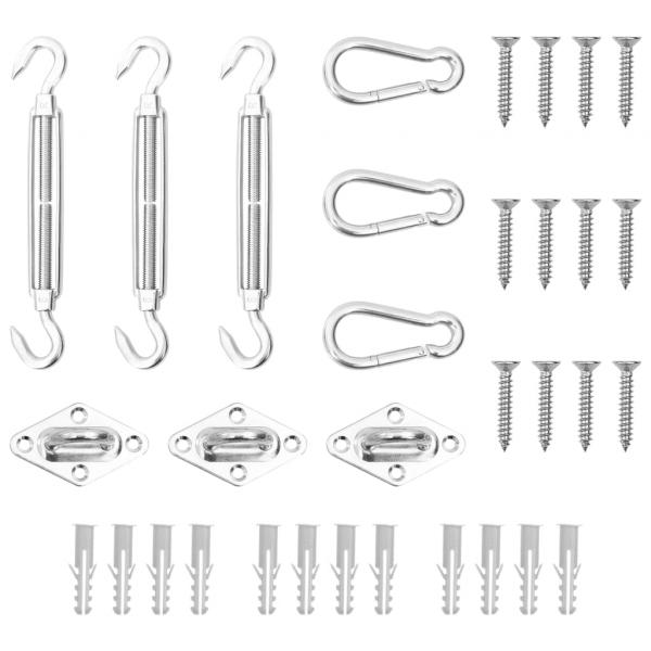 ARDEBO.de - 9-tlg. Sonnensegel Zubehör-Set Edelstahl