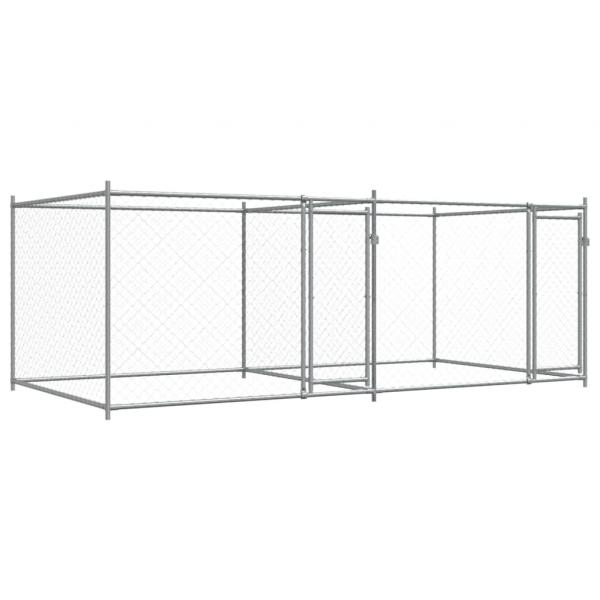 Hundezwinger mit Türen Grau 4x2x1,5 m Verzinkter Stahl