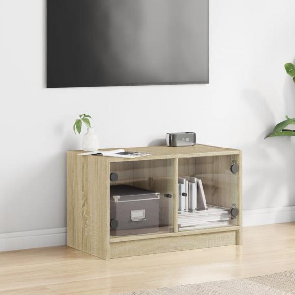 TV-Schrank mit Glastüren Sonoma-Eiche 68x37x42 cm