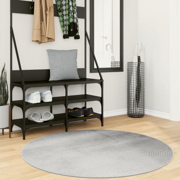 ARDEBO.de - Teppich IZA Kurzflor Skandinavischer Look Grau Ø 120 cm