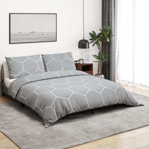ARDEBO.de - Bettwäsche-Set Grau 240x220 cm Baumwolle