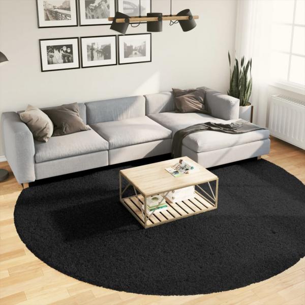 ARDEBO.de - Shaggy-Teppich PAMPLONA Hochflor Modern Schwarz Ø 280 cm