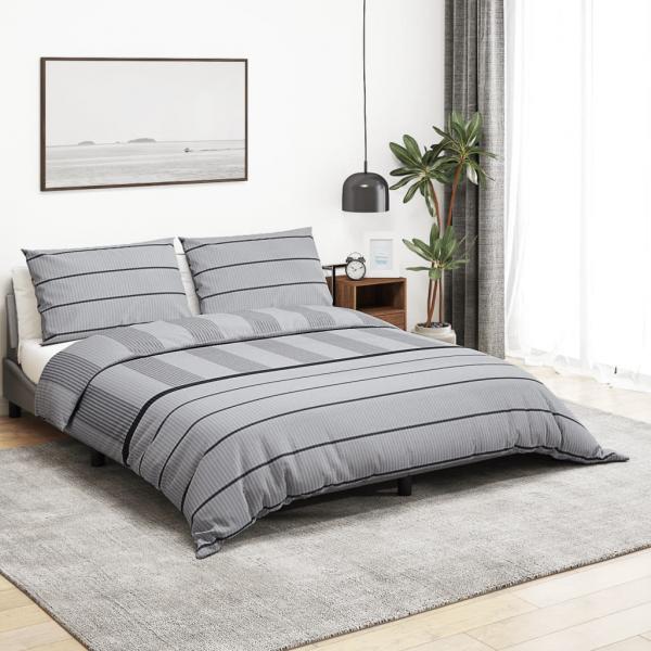 ARDEBO.de - Bettwäsche-Set Grau 200x220 cm Baumwolle